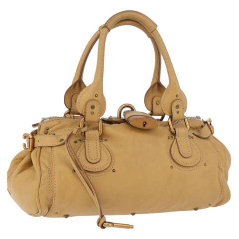 Chloe Paddington 手提包 皮革 米色 金 銀色 正品 am11920V