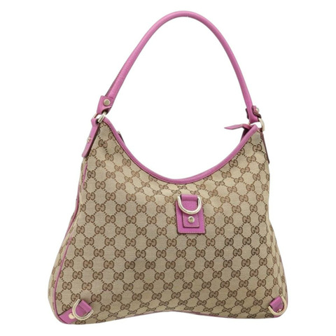 GUCCI GG帆布Abbey單肩包 米色/金色 130737 正品 187022SAV