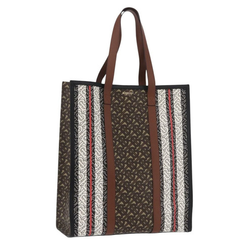 BURBERRY 手提包 PVC 皮革 棕色 金色 正品 186186M
