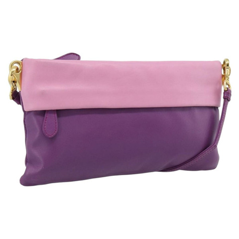 PRADA 紫色金色皮革肩背包，正品編號 186122A