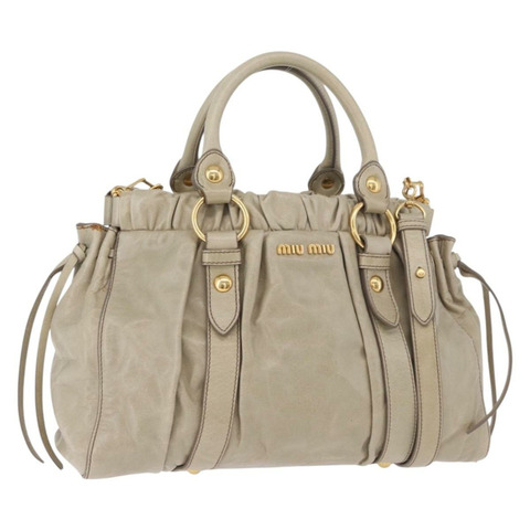 Miu Miu 手提包 皮革 兩用 米色 金色 正品 186300M