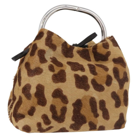 PRADA 棕色銀色小牛皮手拿包（正品）187486V
