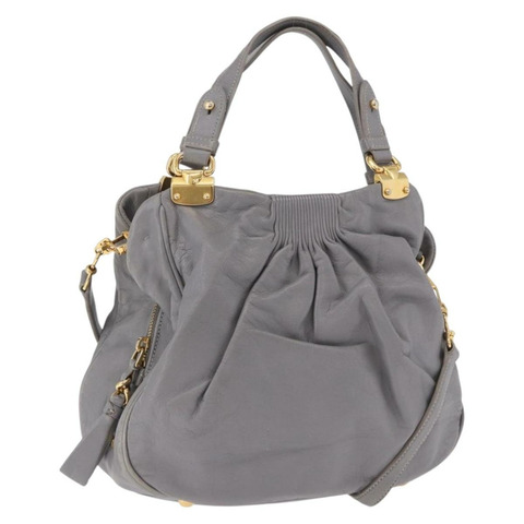 Miu Miu 手提包 皮革 兩用 灰色 金色 正品 187651A