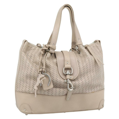 Chloe Kerala 手提包 皮革 米色 銀色 正品 187518V