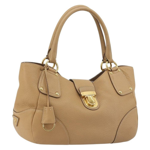 PRADA 手提包 皮革 棕色 金色 正品 BA13540A