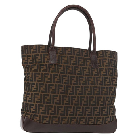 FENDI Zucca帆布手提包 黑色棕色 正品 188339A