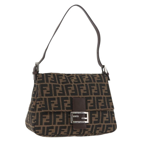 FENDI Zucca帆布Mamma Baguette單肩包 黑色棕色 正品 am11982V
