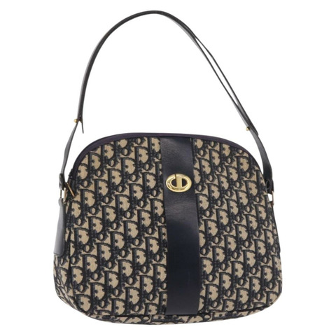 Christian Dior Trotter帆布肩背包 海軍藍 金色 正品 189386A