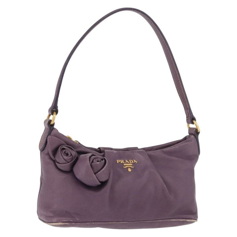 PRADA 紫色金色皮革配件包 Auth 189372A
