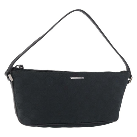 GUCCI GG帆布配件包 黑色 銀色 正品 189166V