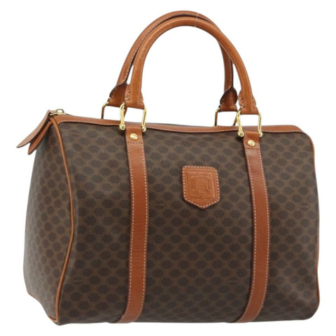 CELINE Macadam帆布波士頓包 PVC皮革 棕色 金色 正品 189503A