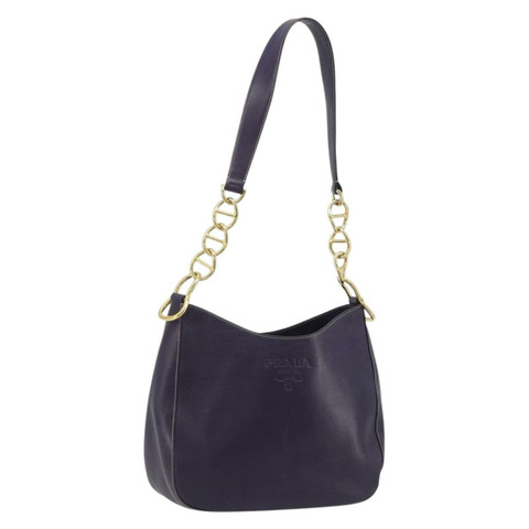 PRADA 紫色金色皮革肩背包，正品編號 188299A