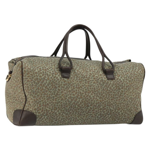 BOTTEGA VENETA 豹紋波士頓包 帆布 米色 金色 正品 188600A