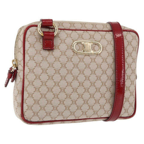 CELINE Macadam帆布肩背包 PVC 米色 金色 正品 BA13688V