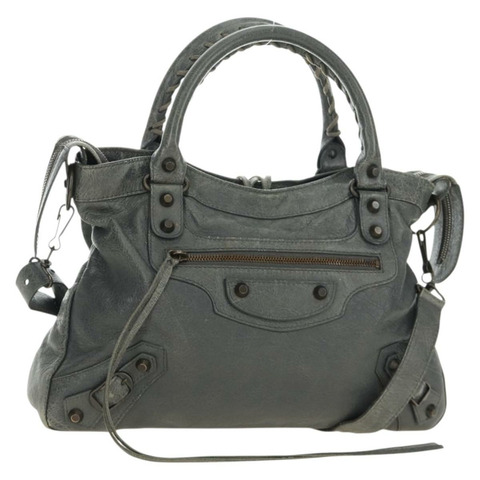 BALENCIAGA The Town 手提包 皮革 兩用 灰色 240579 正品 189158SAM
