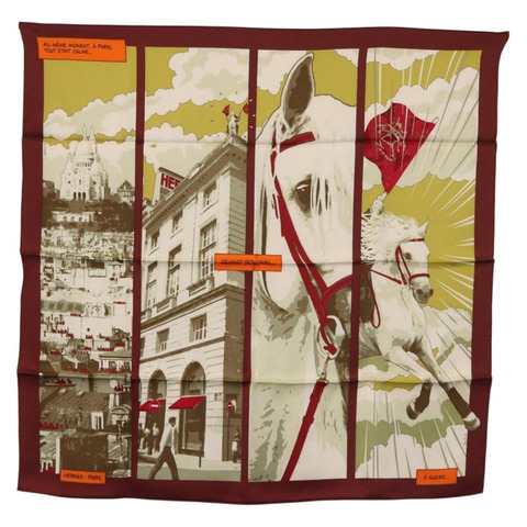 HERMES Carre 70 圍巾「QUAND SOUDAIN」真絲紅色正品 190192M