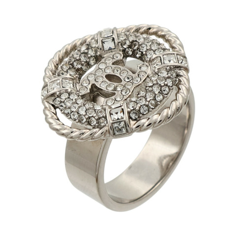 CHANEL 金屬/Strass Crystal Lifesaver CC Ring戒指