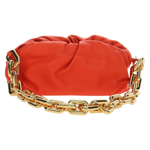 BOTTEGA VENETA 鏈條包款肩背包 皮革 橘色 金色 正品 190460SV