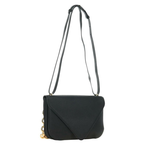 BOTTEGA VENETA 鏈條單肩包 皮革 2way 黑色 金色 Auth 190448V