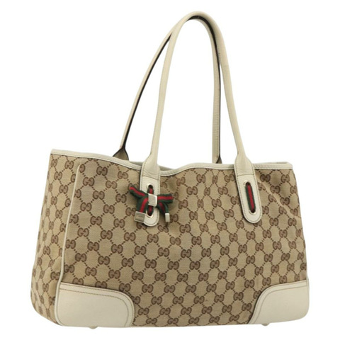 GUCCI GG帆布Princi托特包 米色 金色 163805 正品 191309V