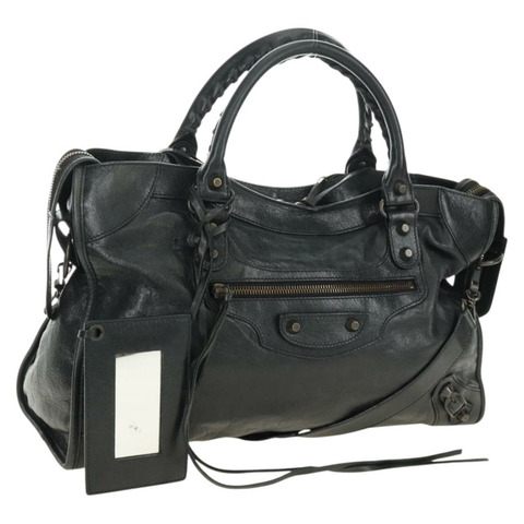 BALENCIAGA 城市手提包，皮革材質，兩用，黑色，貨號 115748，正品號 190388SAM