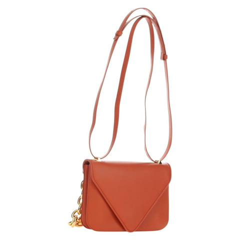 BOTTEGA VENETA Mount 鏈條單肩包 皮革 2way Orange Gold Auth 190620V