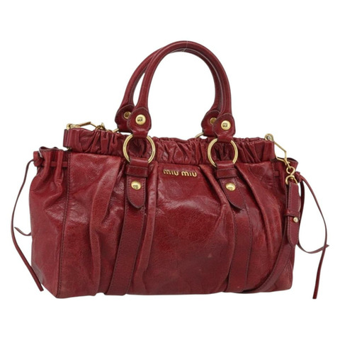 Miu Miu 手提包 皮革 兩用 紅色 金色 正品 186437SAM