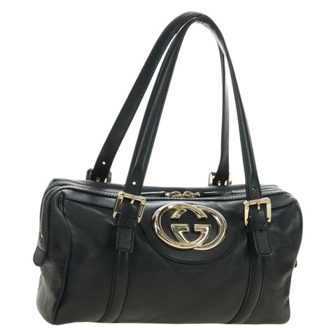 GUCCI 手提包 皮革 黑色 金色 170009 正品 190912SAV