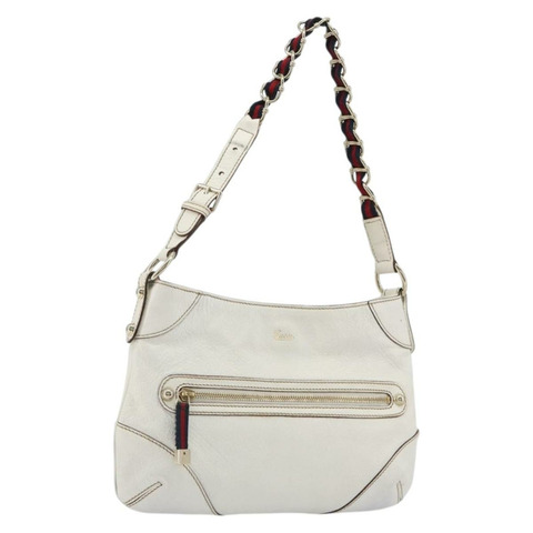 GUCCI Sherry系列鏈條包，皮革材質，白色，金色，貨號153011 491404，正品編號190887A