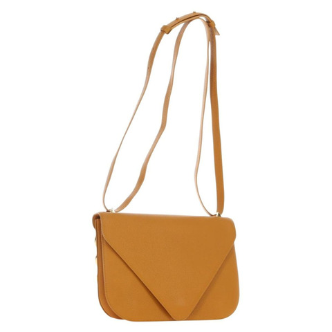 BOTTEGA VENETA Mount 鏈條單肩包 皮革 2way Orange Gold Auth 190656V