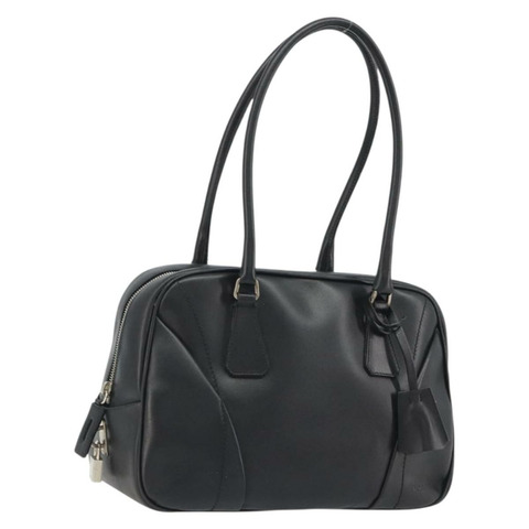 PRADA 保齡球手袋 皮革 黑色 銀色 正品 190893A