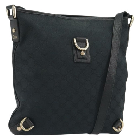 GUCCI GG帆布Abbey單肩包 黑色金色 131326 正品 191311A