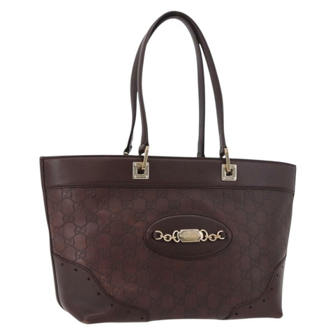 GUCCI GG帆布Guccissima托特包 皮革 棕色 金色 145993 正品 191338V