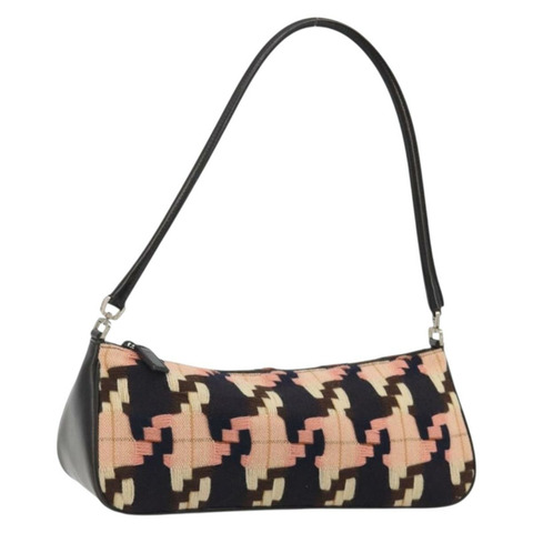 PRADA 針織布料粉紅銀色單肩包 Auth 191277V
