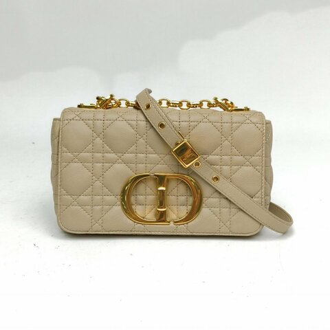 DIOR Caro小號20米色牛皮革金扣2022肩背包