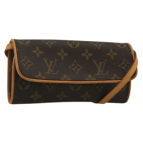 路易威登 Monogram Pochette Twin PM 單肩包 M51854 LV Auth 186629A