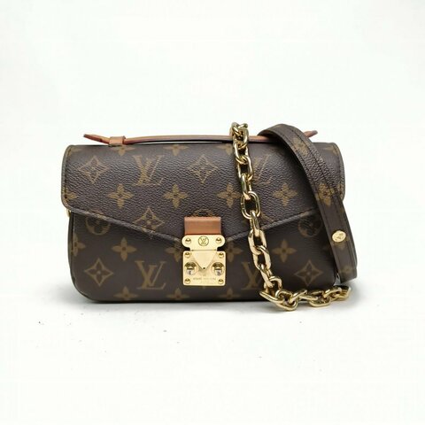 LOUIS VUITTON MetisPochette橫版郵差包老花PVC金扣晶片肩背包