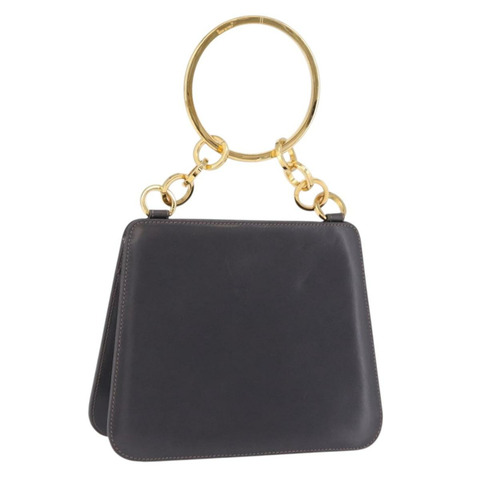 Salvatore Ferragamo 金屬手提包 皮革 灰色 金色色調 正品 191753A