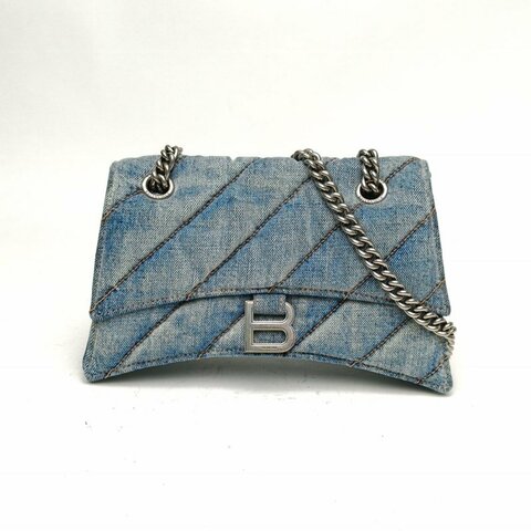 BALENCIAGA 牛仔藍CRUSH沙漏手提單肩包小號肩背包