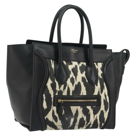 CELINE Luggage 手提包 帆布 黑色 金色 正品 191825V