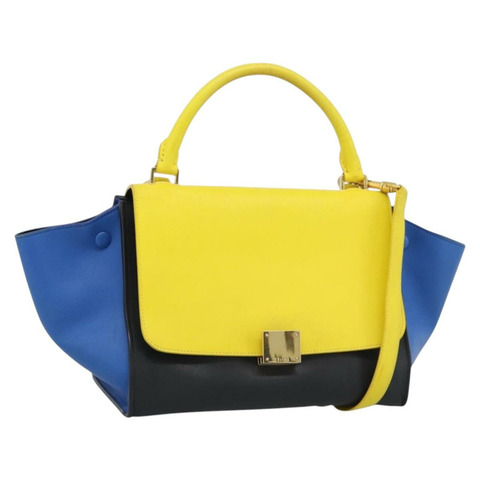 CELINE Trapeze 手提包 皮革 2way 黃金色 Auth 192289A