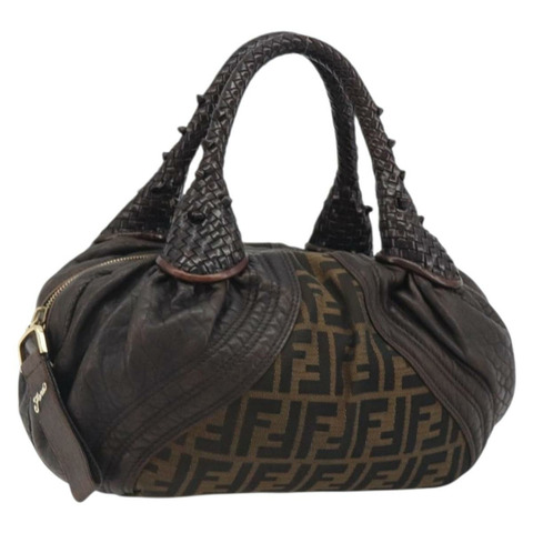 FENDI Zucca 帆布 Spy 包肩肩包 棕色/黑色 正品 185160V