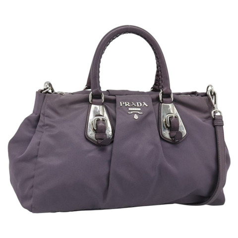 PRADA 尼龍手提包 2way 紫色銀色 Auth 192934A