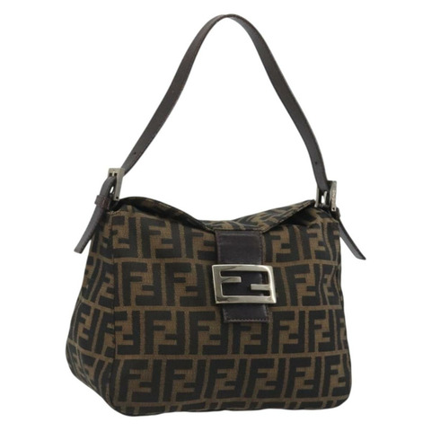 FENDI Zucca帆布Mamma Baguette單肩包 棕色/黑色 正品 192302V