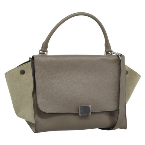 CELINE Trapeze 手提包 皮革 2way 灰色銀色 正品 192250V