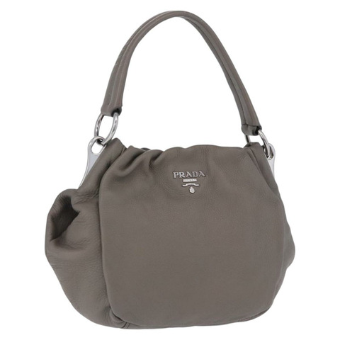 PRADA 灰色銀色皮革肩背包，正品編號 192752A