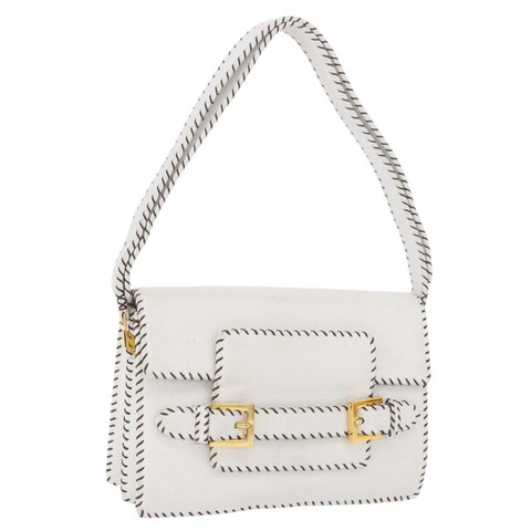 FENDI 白色金色皮革肩背包，正品編號 192766V