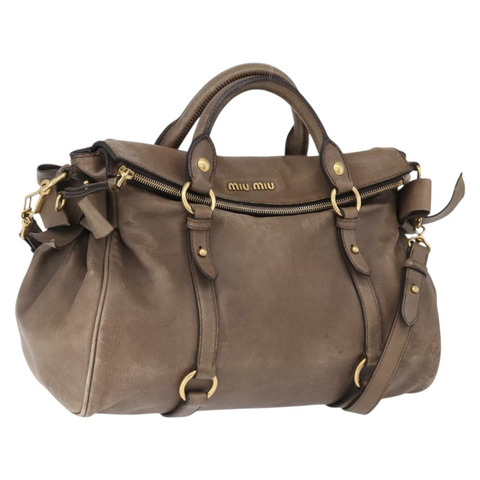 Miu Miu 手提包 皮革 兩用 米色 金色 正品 192198V