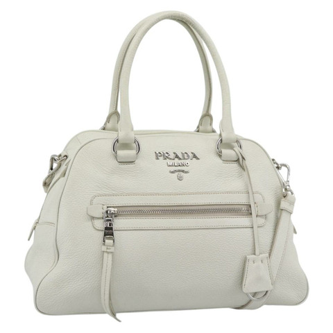 PRADA Vittero Dino 皮革雙肩包 白色 銀色 正品 192296V