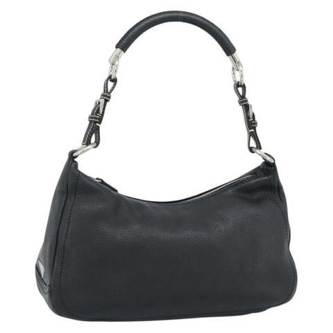 PRADA 手提包 皮革 黑色 銀色 正品 191866V
